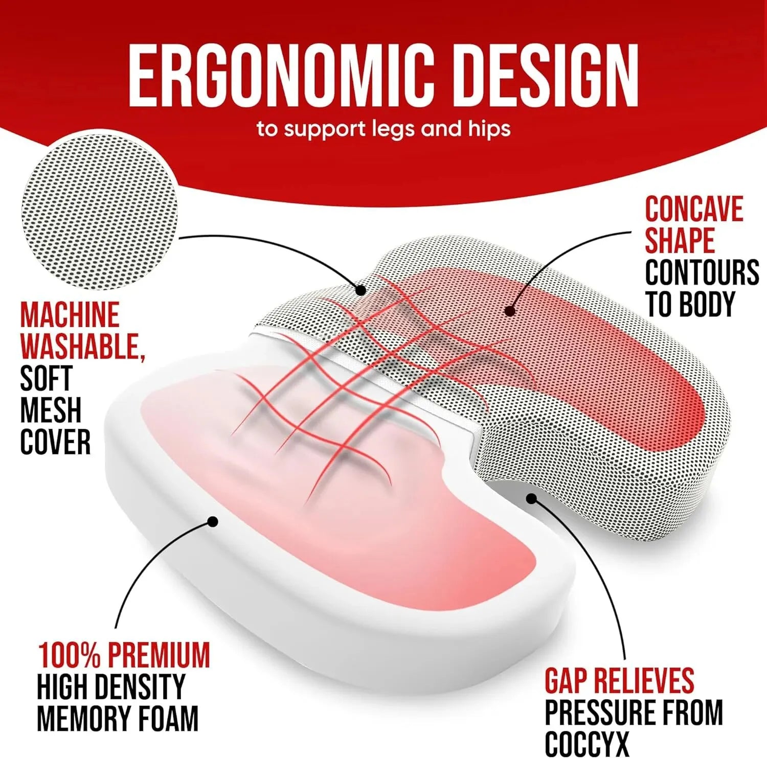 Ergonomic Memory Foam Office Chair Cushion