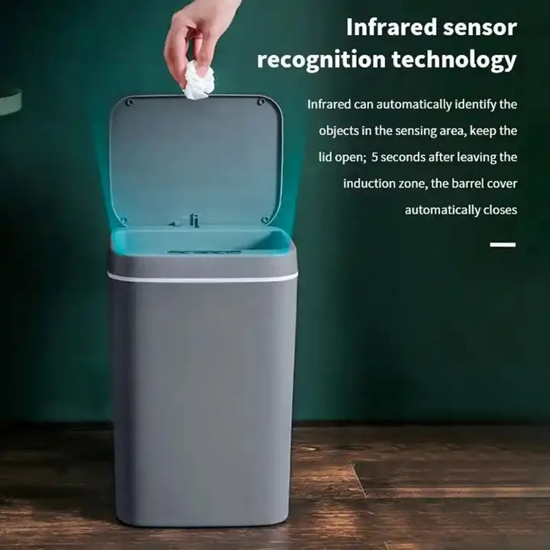 16L Touchless Sensor Trash Can with Lid