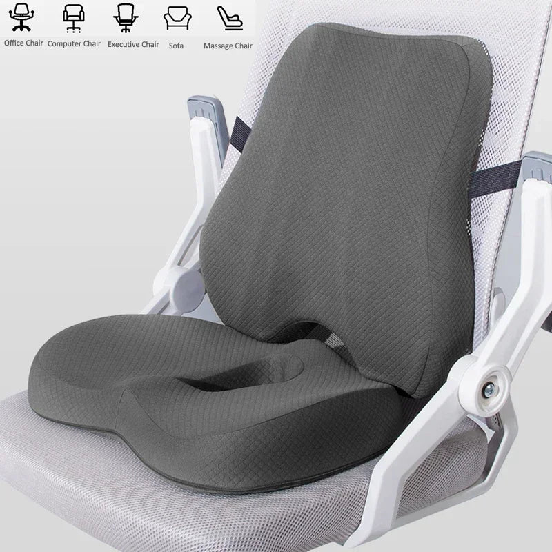 Memory Foam Seat & Back Support Pillow Set